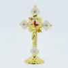 Standing Metal White and Gold Crucifix 16cm