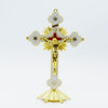 Standing Metal White and Gold Crucifix 20cm