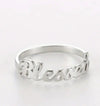 Stainless Steel Blessed Letter Ring Symbol Of Peace And Protection