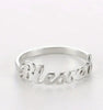 Stainless Steel Blessed Letter Ring Symbol Of Peace And Protection