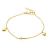 Tiny Treasures sterling silver or gold kids double heart and cross charm bracelet
