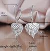 Copper Silver Plated with Zircon Embellishments Wings Hoop Earrings or Heart Shape