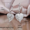 Copper Silver Plated with Zircon Embellishments Wings Hoop Earrings or Heart Shape