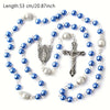 Blue Miraculous Mart Rosary Beads with Metal Box