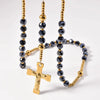Catholic Rosary - Jesus Crucifix & Virgin Mary Pendant with Blue Beads, 304 Stainless Steel Golden beads