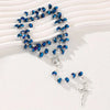 Catholic Rosary - CRYSTAL SILVER CRYSTAL DEEP BLUE
