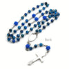 Catholic Rosary - Royal Blue Lacquered Beads 6MM with Miraculous Mary Medal and roses details