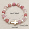 Glass Ston Beaded Bracelet with Cross Charm