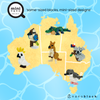 Kawada Australia mininano Australian Animal Collection (6 Designs) in Bilnd Bag CDU