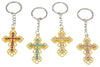 Gold Cross Key Ring with Coloured Crystal 4 assorted colours
