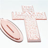 LORD'S PRAYER STANDING ROSE GOLD ACRYLIC CROSS