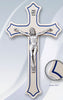 CRUCIFIX – WOOD IVORY LACQUERED WHITE/RED OR WHITE/BLUE (20cm x 12cm)