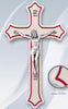 CRUCIFIX – WOOD IVORY LACQUERED WHITE/RED OR WHITE/BLUE (20cm x 12cm)