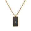 Stainless steel 3MM box chain (55cm) with black and gold cross tag necklace