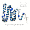 Catholic Rosary - Royal Blue Lacquered Beads 6MM with Miraculous Mary Medal and roses details