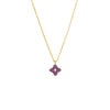 Sterling silver gold plated necklace with amethyst CZ flower pendant