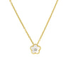 Sterling silver flower power MOP floating CZ pendant necklace