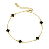 Sterling silver or gold plated fine link bracelet with petite multi-flowers
