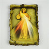 Wooden Rectangle Magnet with Holy Jesus