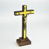 Brown Wooden Crucifixes Stand with Gold Panel