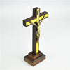 Brown Wooden Crucifixes Stand with Gold Panel