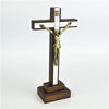 Brown Wooden Crucifixes Stand With Silver Panel