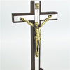 Brown Wooden Crucifixes Stand With Silver Panel