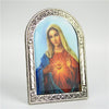 Silver Metal Plaque with Sacred Heart of Mary Picture