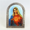 Silver Metal Plaque with Sacred Heart of Mary Picture