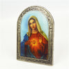 Silver Metal Plaque with Sacred Heart of Mary Picture