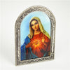 Silver Metal Plaque with Sacred Heart of Mary Picture