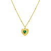 Sterling silver gold plated satellite chain necklace with emerald CZ heart rays pendant