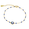 Sterling silver dark blue enamel evil eye bracelet