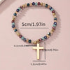 Glass Beads Cross Pendant Bracelet