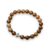 Blaze stainless Jasper beaded stone elastic bracelet with steel cross pendant