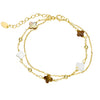 Sterling silver gold plated fine double bracelet – satellite chain with shell flowers