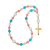 33 Bead Anglican Prayer Beads with CORAL, TURQUOISE AND WHITE ONYX STONES WITH STAINLESS STEEL SILVER CROSS (Copy) (Copy)