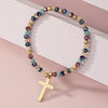 Glass Beads Cross Pendant Bracelet