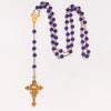 Catholic Rosary - HOLY MARY DEEP PURPLE GLASS STONE BEADS 6MM & GOLD CRUCIFIX AND CHAIN