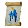 Scroll Shape Ceramic Standing Plaque with Virgin Mary in Blue Robes, 15x20cm
