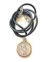 St Christopher Necklace on black cord