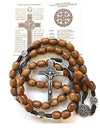 St Benedict Wooden beads Rosary with card 10cm