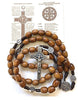 St Benedict Wooden beads Rosary with card 10cm