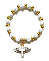 White elastic Bracelet with gold cross
