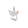 Sterling silver angel with rose heart pendant and CZ detail