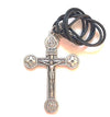 Crucifix Necklace on black cord with clasp