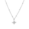 Sterling silver necklace with north star pendant featuring CZ