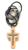 Necklace Olive Wood Crucifix 3,5 cm on black cord with clasp 45 cm