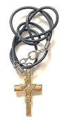 Gold Cross Necklace with black cord