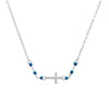 Sterling silver short necklace available in Gold or Silver with nano turquoise and cz cross detail